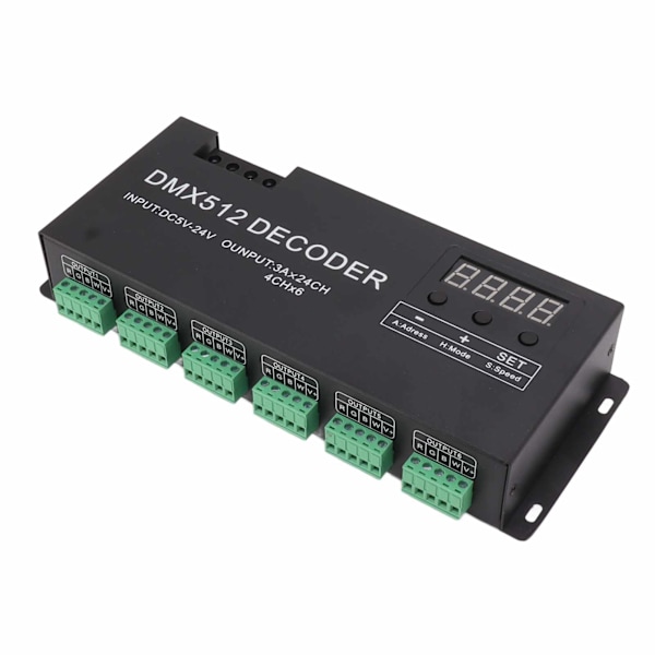 24-kanavainen DMX-dekooderi Digitaalinen näyttö RGBW DMX512 himmenninohjain LED-ohjain vaihebaariin DC5V-24V