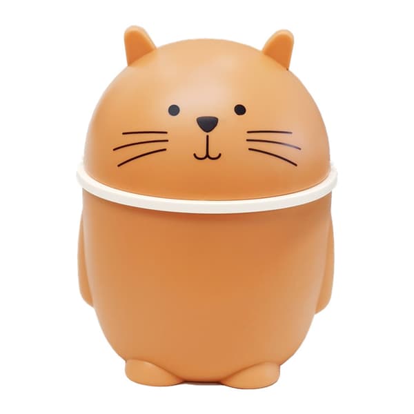 Desktop Trash Can with Lid Plastic Cute Multifunctional Mini Waste Bin for Home Office Countertop Orange