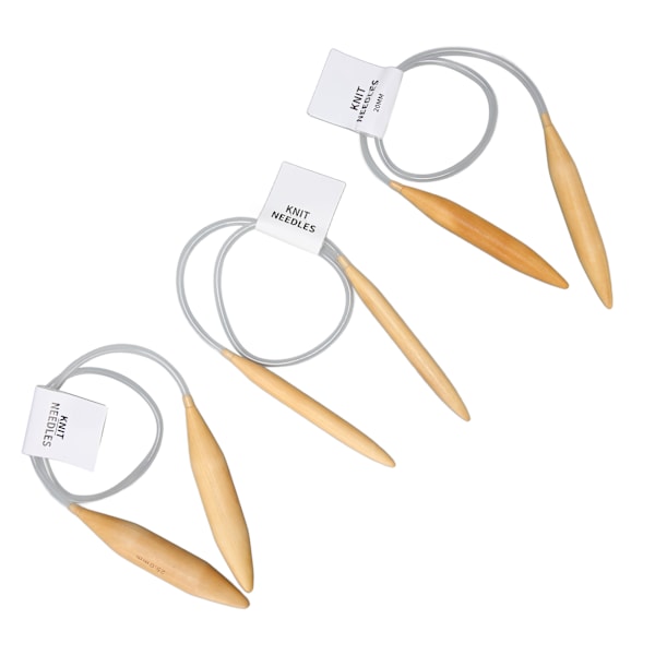 Runda stickor i trä, 80 cm långt set med blandade storlekar, starka rundstickor i bambu för mattor, halsdukar och tjockt ullgarn