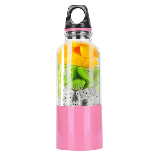 500ML elektrisk juicepress Bärbar Grönsaker Fruktjuicemaskin Automatiskt verktyg USB Uppladdningsbar Smoothie Mixer Flaska Rosa 500ML