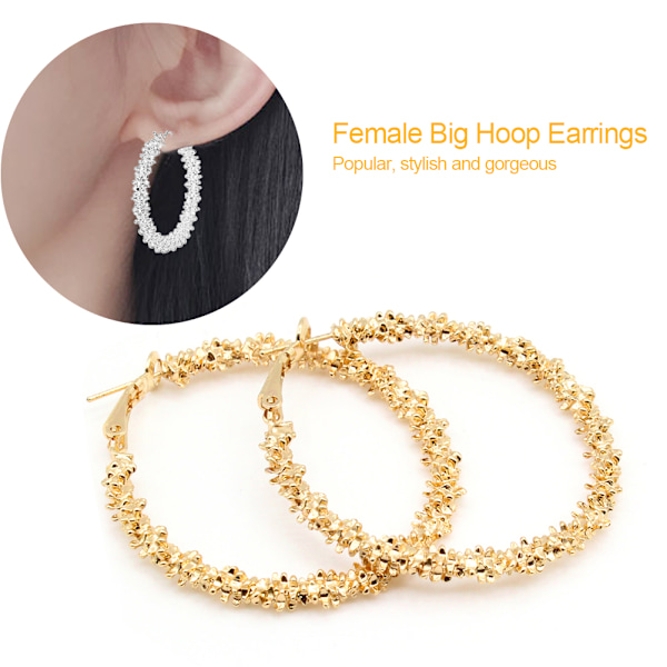 Kvinnor Big Hoop Örhängen Large Loop Circle Legering Smycken Örhängen (guld)