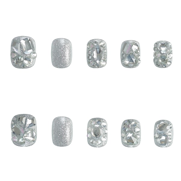 Silver Glitter Silver Diamond Nail Art Chip