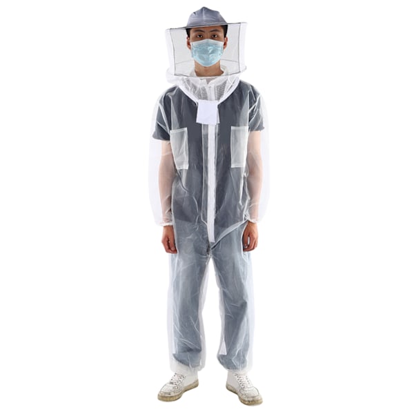 Anti Bee Biting Transparent Onepiece Nylon Mesh Biodlingsdräkt Bee Kläder Klädertillbehör(L)