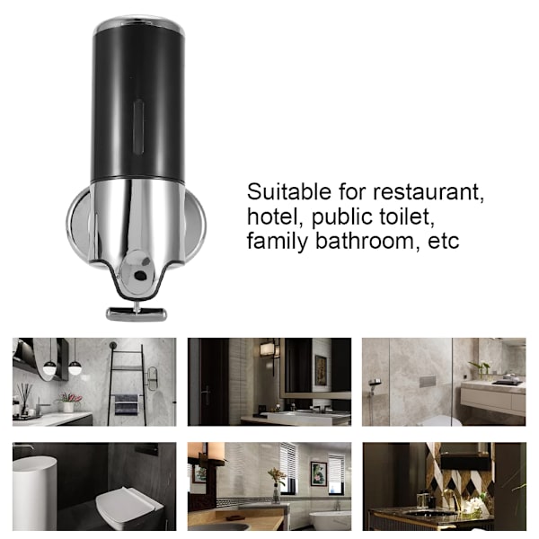 Hånddrevet dispenser for flytende såpe Hotell baderom vegg Sjampo Dispenseringsflaske Cup6030 Svart enkelkopp