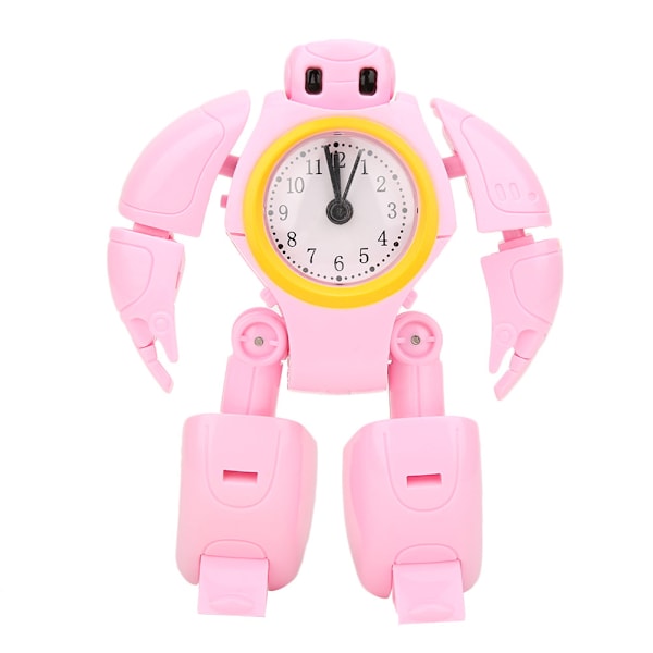 Creative Mini Elektronisk Tecknad Deformation Robot Väckarklockor Barn Barnleksak (Rosa)