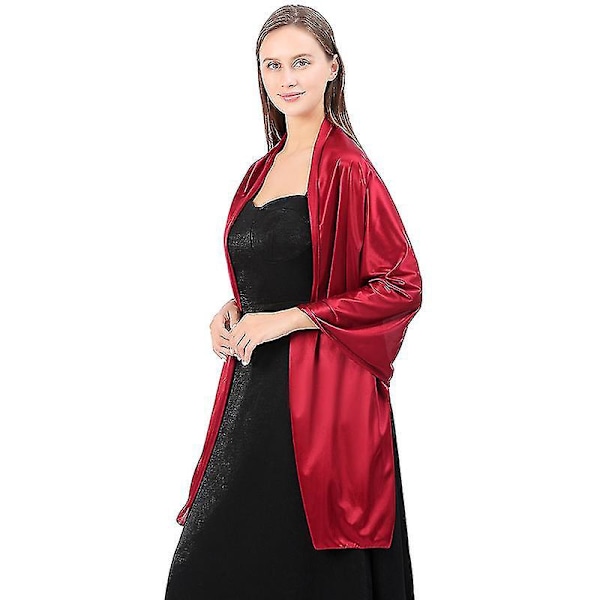 Mørkegrøn Satin Sjal Wrap til Aftenfest, Bryllup - Ren Farve Kappe Shrugs & Boleros