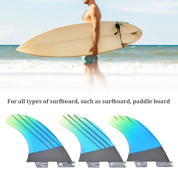 Glasfiber FCS2 Snygg blågrön gradient surfbräda svansfena Flexibelt surftillbehör