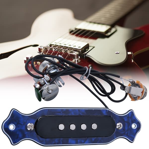 6-strängad akustisk elgitarr pickup magnetisk ljudhål ABS-hölje blå