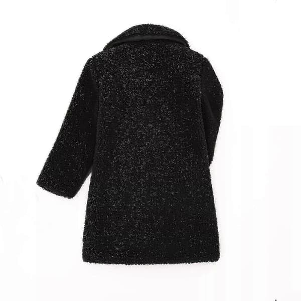 Varm lammull vinterkappa enfärgad lapel barnkappa Black
