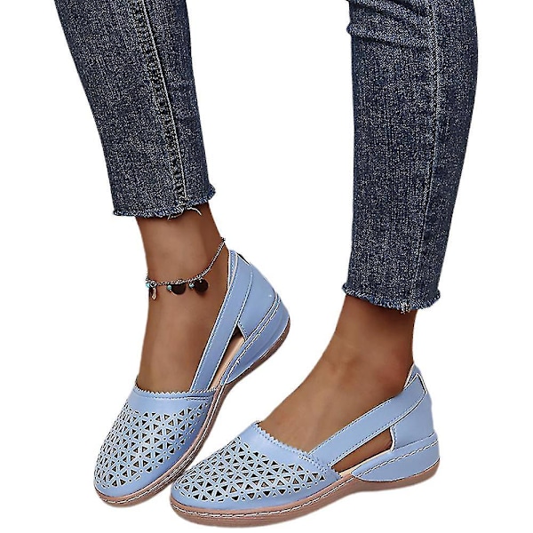 Himmelsblå Hule Kilehælsandaler Dame Sandaler Casual Komfortable Slip On Sko