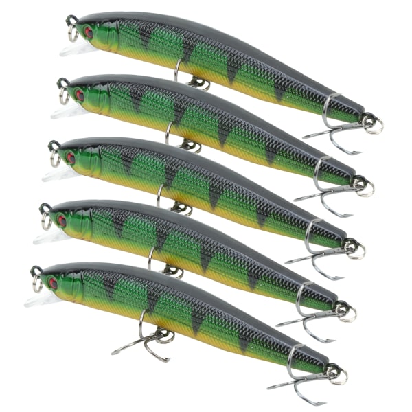 5 kpl Tekoälyinen Simuloitu Minnow Long Shot Uistin Syötti Kolmihaarakoukulla Kalastustarvike 1#