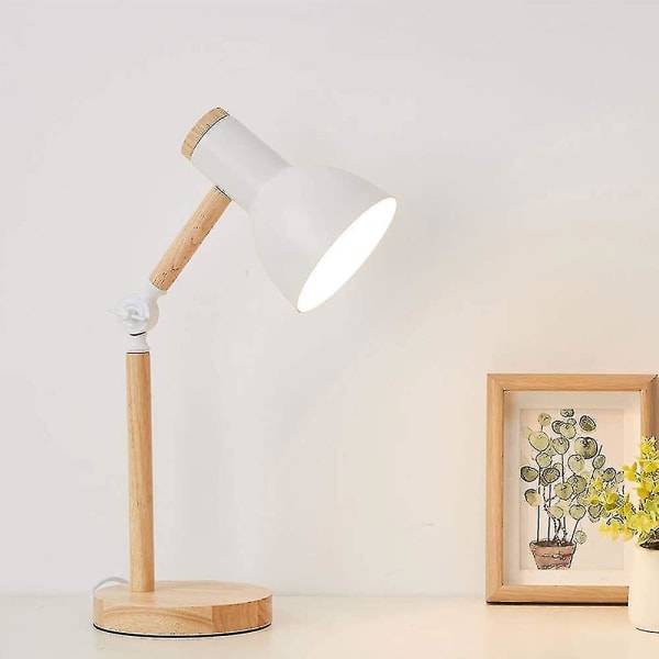 Dekoration Bordslampa Led Skrivbordslampa E27 Vardagsrum Trälampa Modern white