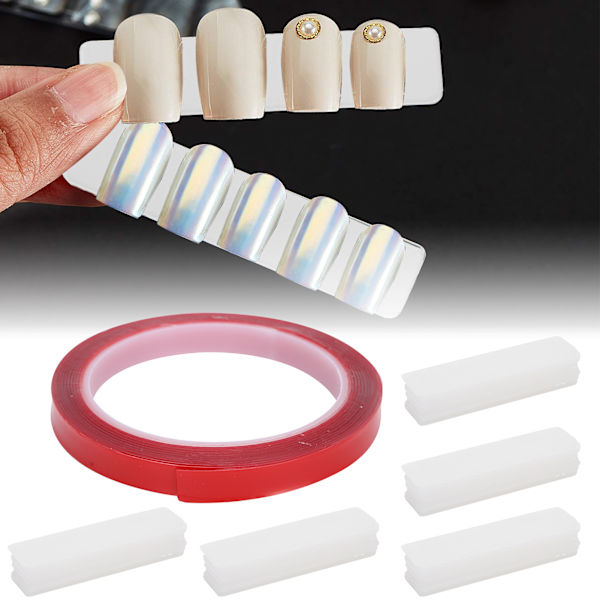 50 st Nail Tip Display Stand Hållare Akryl Nail Art Display Strip Board med självhäftande tejp
