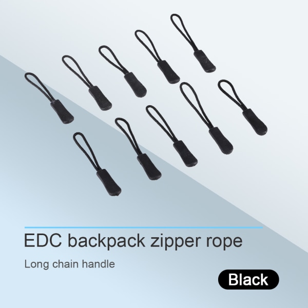 10x Lynlås Træk Slider Snor Træk Ender Lås Zip Clip Spænde til Taske EDC Sort