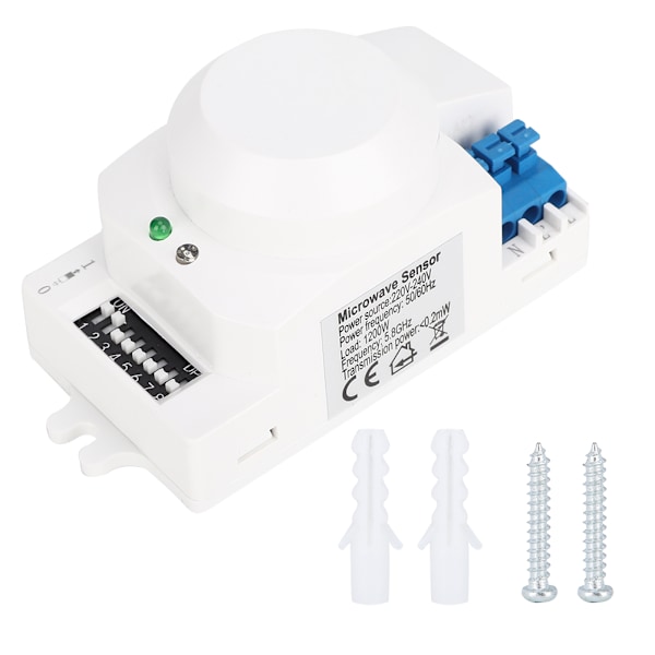 SK-600 360° Mikrovågsradarsensor Kroppsrörelsedetektor Ljusbrytare Automatisk induktor 220-240V