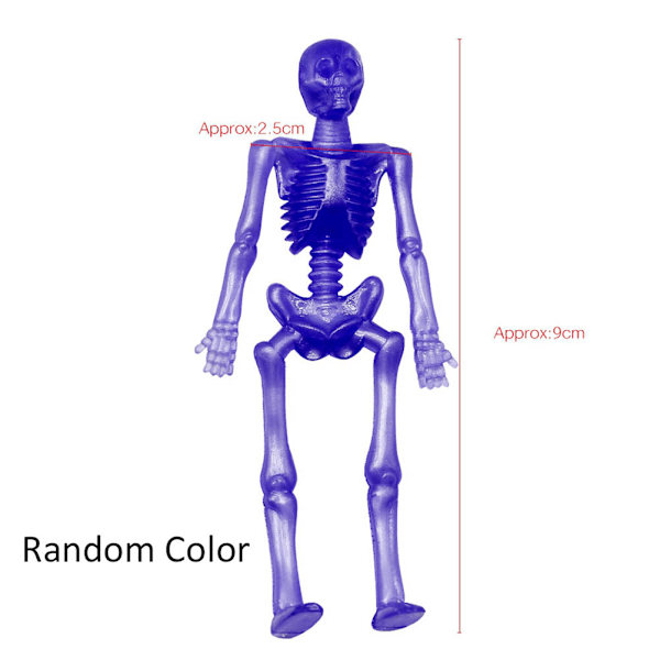 10 st Random Color TPR Mjuk Skelettram Sträckbara skelett Halloween Knepig rolig leksaksfestfavoriter