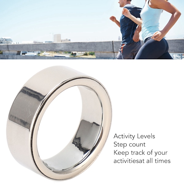 Smart Health Ring Fitness Tracker Bluetooth för sömnövervakning Blodsyrespårning Vattentät Uppladdningsbar Silver