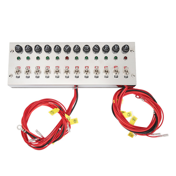 DC 12‑24V 12-gängs vippbrytarpanel Dash Mount Toggle ON Off Switch Panel för racerbilar Lastbilar Yachts Fartyg