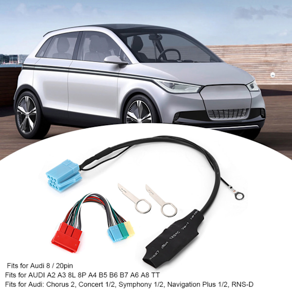 20-pin/8-pin Bluetooth 5.0 Lydadapter Radiokontakt Bilstereo Passer til A2 A3 8L 8P TT