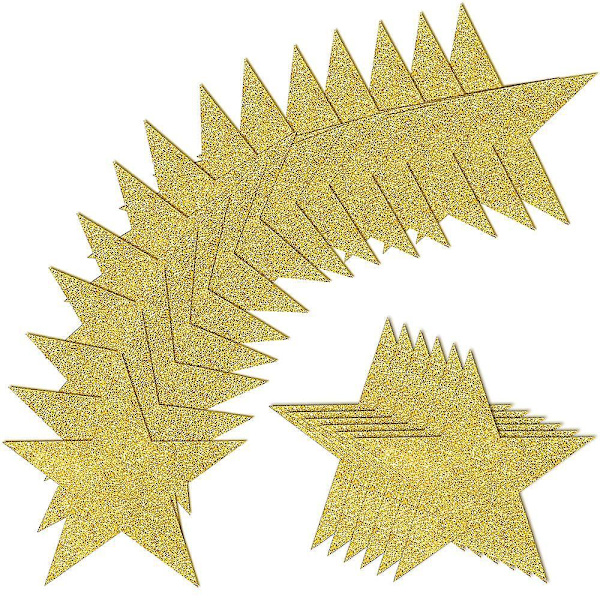Glitter Guld Femstjernede Udskæringer - Pakke med 100