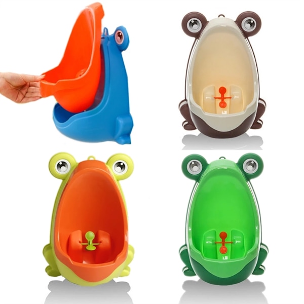 Söpö sammakko pottailu-urinali pojille Toaletti imukupilla Piirretty lasten urinalikouluttaja hauskan kohde-alueen kanssa