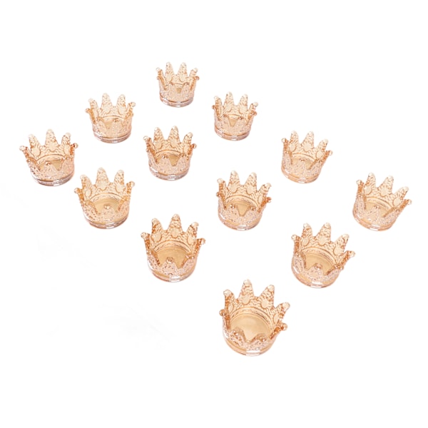 12 st Tealight Ljushållare 7,6 cm Klar Kronstil Bärnsten Används Ofta Liten Ljushållare för Fest Bröllop Kontor