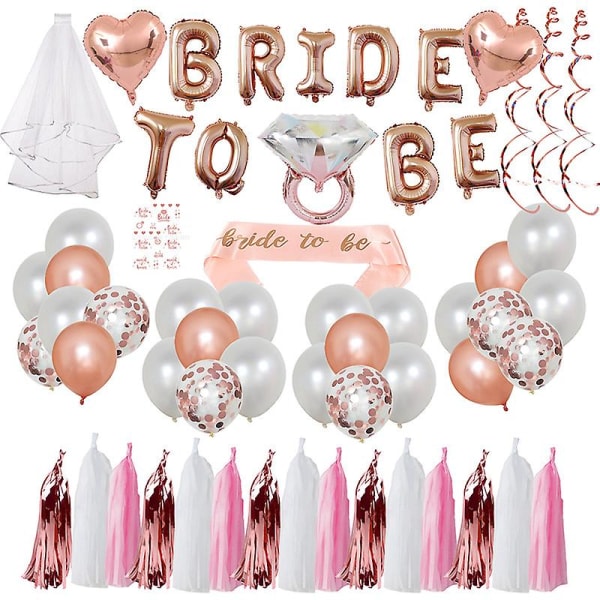 Hønefest dekoration, Bride To Be Dekorationer Rose Gold Hen Do Accessories med Bride To Be Banner