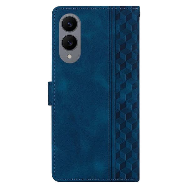 Läderfodral med prägel och rutmönster Kompatibel med Samsung Galaxy S25 Edge, plånboksfodral med fällbart lock.[LD]