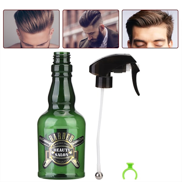 280 ml vintage täytettävä Barber tyhjä suihkepullo hiustenhoitoon (vihreä)