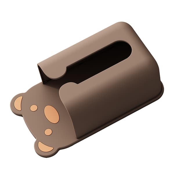 Wall Mounted Tissue Box Punch Free Cute Bear Pattern Plastic Tissue Dispenser for Home Bathroom Brown Bear