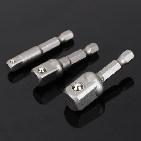 3 stk Borsokkeladaptere Hex-drift til 1/4\" 3/8\" 1/2\" Drift Impact Driver
