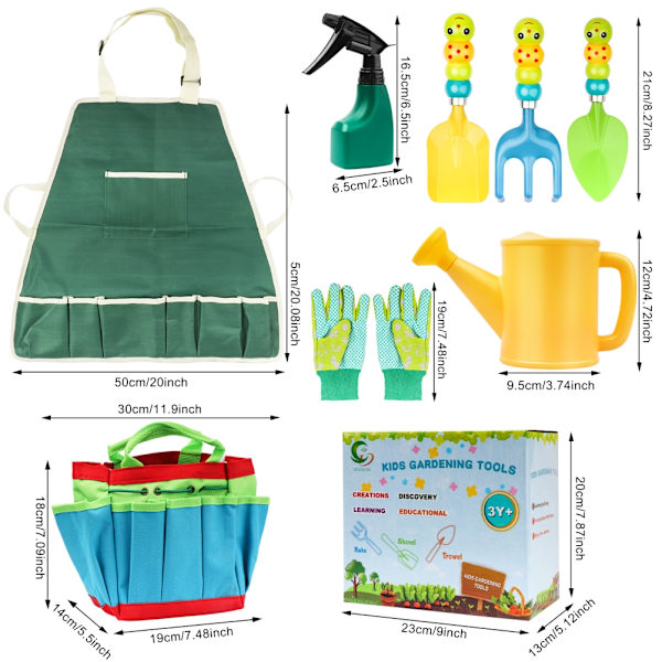 9st Kid Trädgård Planteringsverktyg Multifunktionella Trädgårdsredskap Kit Mini Trädgårdsredskap Present till barnälskare