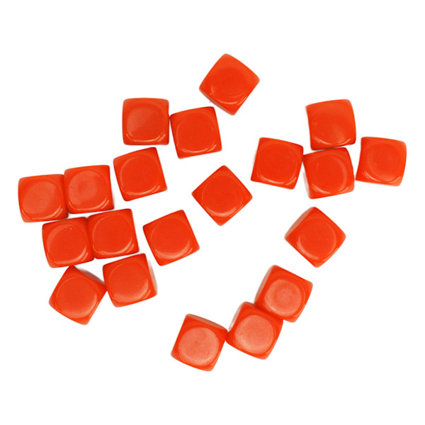 20 stk Terninger Runde hjørner Blanke Plast 16mm Læringsleker Terninger for Brettspill Fest Oransje