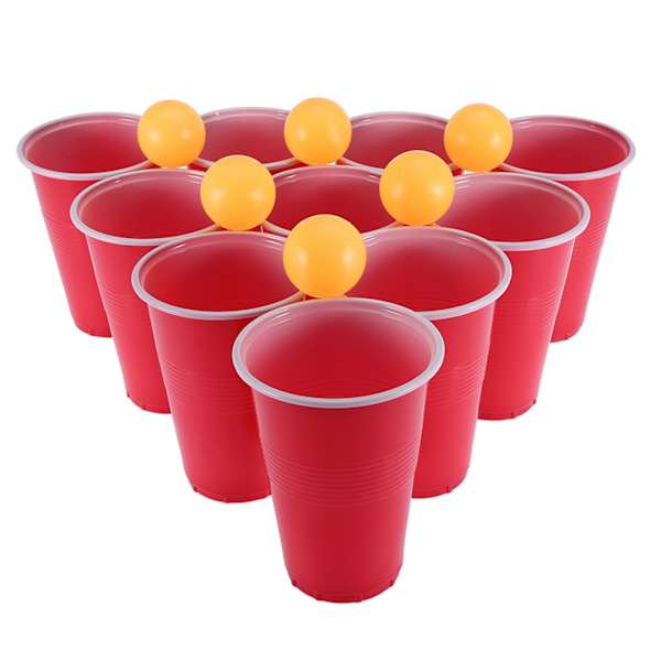Beer Pong Sæt indeholder 24 røde kopper og bordtennisbolde Legetøj til fester Pub