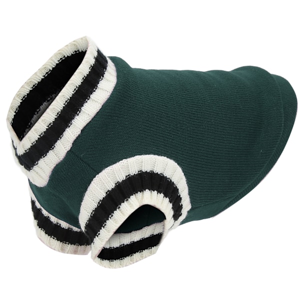 Hundetrøje Campus Style Strikket V-hals Trøje Vest Pet Sweater til efterår og vinter Grøn XS