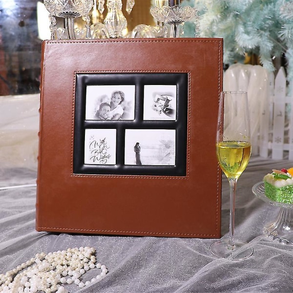 Valokuva-albumi 600 valokuvassa Cover , erittäin suuri kapasiteetti, sisältää vaaka- ja pystysuoria valokuvia perheille plain weave brown