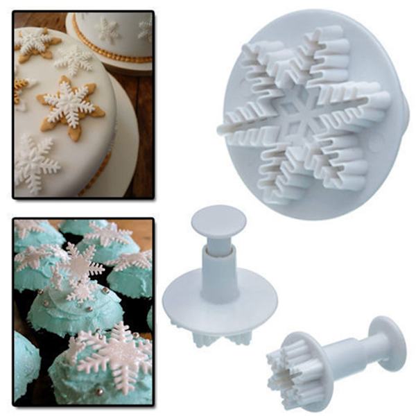 3st Olika storlekar Snöflingaformar Non Stick Snöflingaformar Tårtdekoration