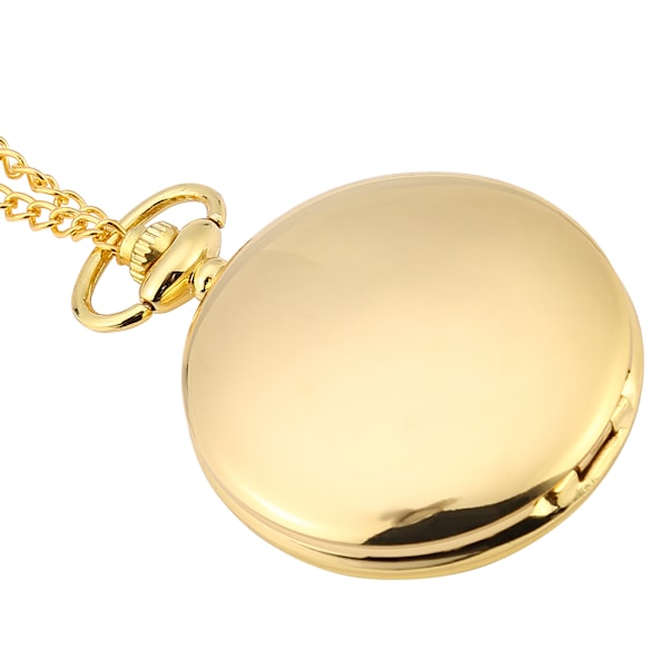 Klassisk Quartz Analog Smooth Pocket Watch Halsbandshänge med kedja guld