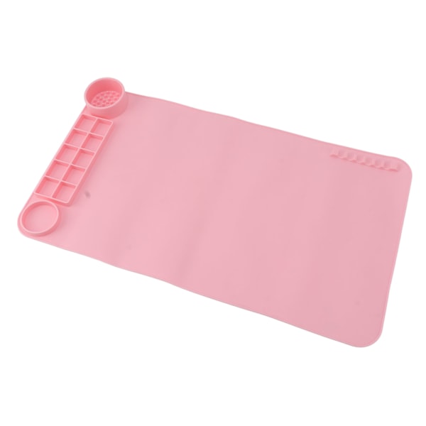 Silikon håndverksmatte Rosa 19,7 tommer lang 11 tommer bred med avdelere Design Anti-skli Varmebestandig Barn fargematte for DIY kunstmaling