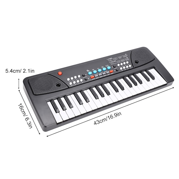 Bærbar elektronisk klaver Multifunktionelt klavermikrofon Babymusik Legetøj 430A1 engelsk version (37 tangenter)
