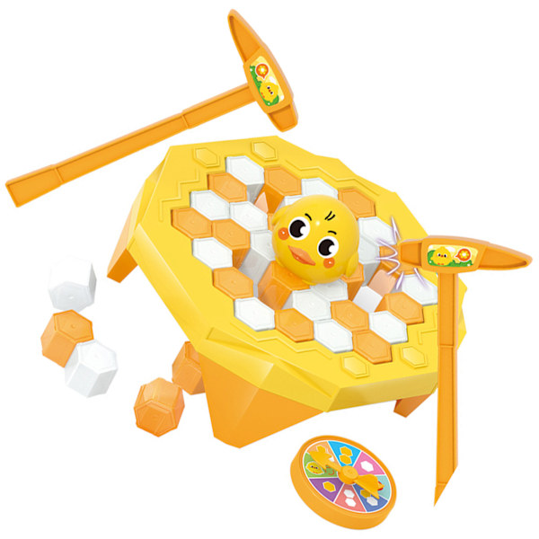 Baby Trap Break Ice Game Interaktiv djurfigur Ice Block Knock Breaking Game för småbarn för barn Gul