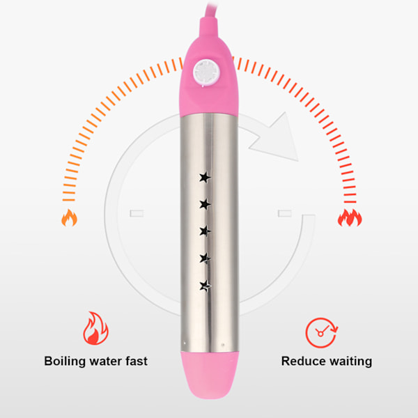 Rustfrit stål vandvarmer Opvarmningsstav Automatisk slutafstængning Vandkedel AU-stik 220V(2500W 1,5m Rosa)