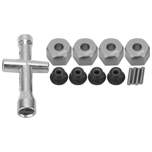 12 mm Hex-navadapter 9 mm tjock M4 Flänslåsmuttrar Kryssnyckelsats för 1/10 RC CarTitanium