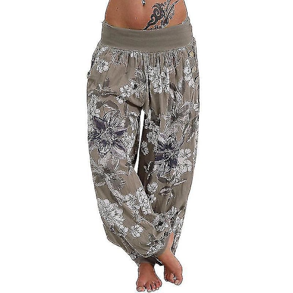 Dame Oversize Harem Bukser i Army Grøn med Print XXL
