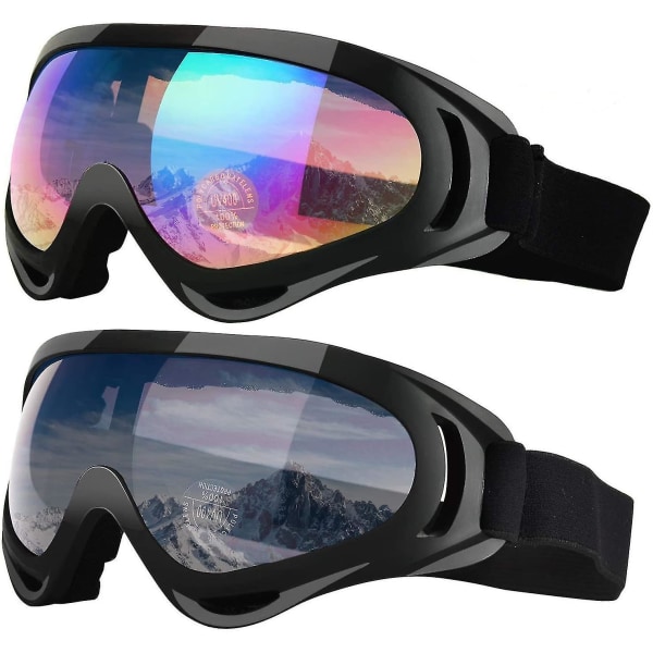 Skibriller, pakke med 2, snowboardbriller til børn, drenge og piger 01 Gray