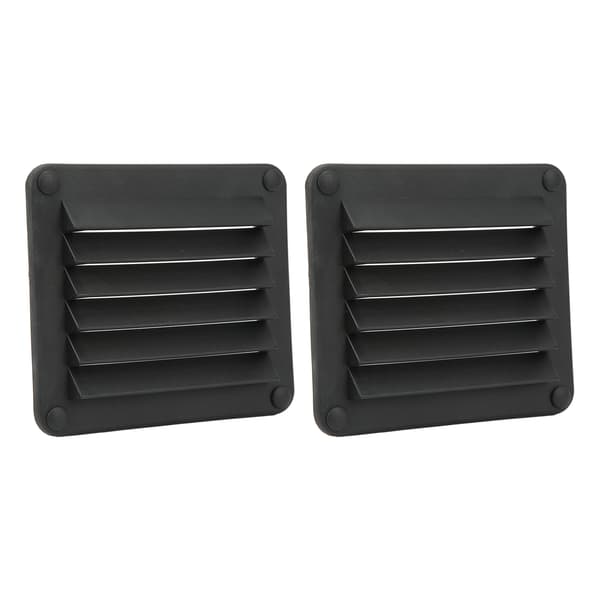 2 stk. luftventil, ventilasjonsåpning, sideutløpsport, rektangulær ventilasjonsåpning, svart
