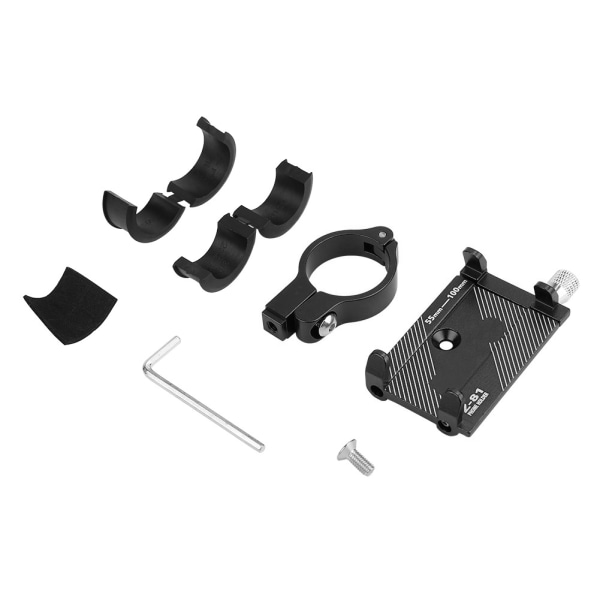 Aluminiumlegering Justerbart cykelstyre Telefonklämma Cykel Smartphone Mount Hållare Stativ Svart