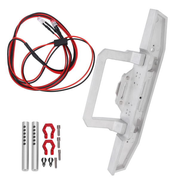 RC frontfanger med LED-lystilbehørssett passer for SCX10/TRX 1/10 RC bilmodell Sølv