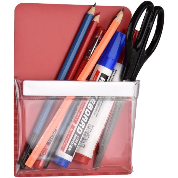 PVC pennal magnetisk pennal Magnetisk verktøyveske dokumentveske, A6 rød