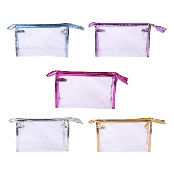 5 stk gennemsigtige kosmetiske tasker Fem farver transparent mode PU-læder håndtaske makeup taske Rejseopbevaringstaske
